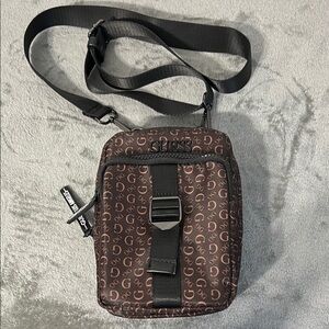 Guess Brown Monogram Crossbody Belt Bag